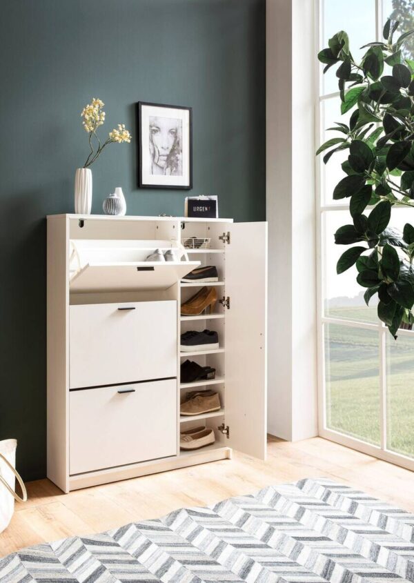Schuhschrank weiß B/H/T: ca. 90x120x24 cm – Bild 3