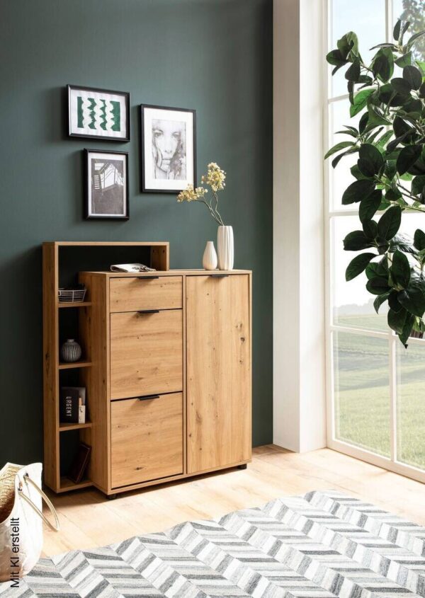 Schuhschrank natur Eiche Optik B/H/T: ca. 98x110x30 cm Schuhschrank natur Eiche Optik B/H/T: ca. 98x110x30 cm – Bild 3