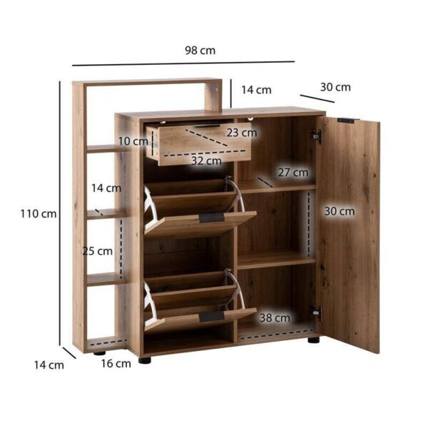 Schuhschrank natur Eiche Optik B/H/T: ca. 98x110x30 cm Schuhschrank natur Eiche Optik B/H/T: ca. 98x110x30 cm – Bild 4