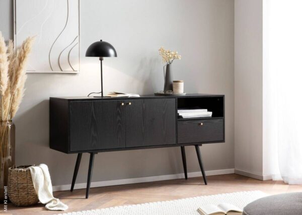 Sideboard schwarz B/H/T: ca. 140x75x40 cm – Bild 4