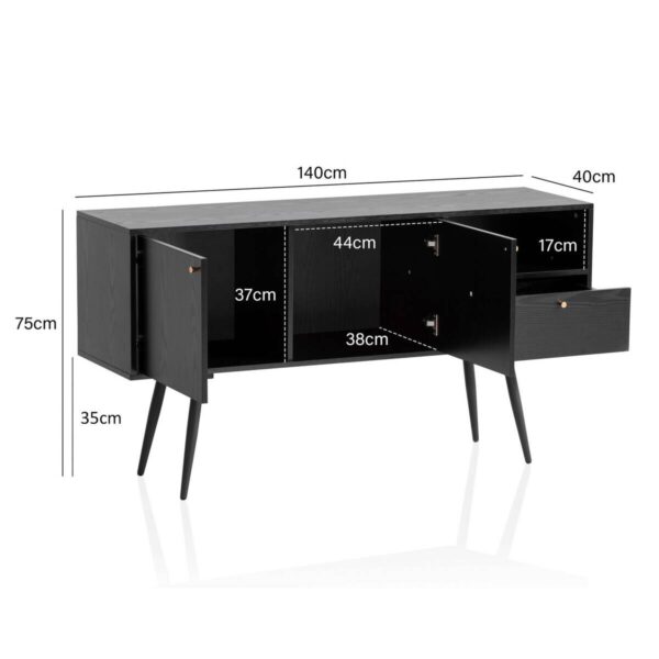 Sideboard schwarz B/H/T: ca. 140x75x40 cm – Bild 5