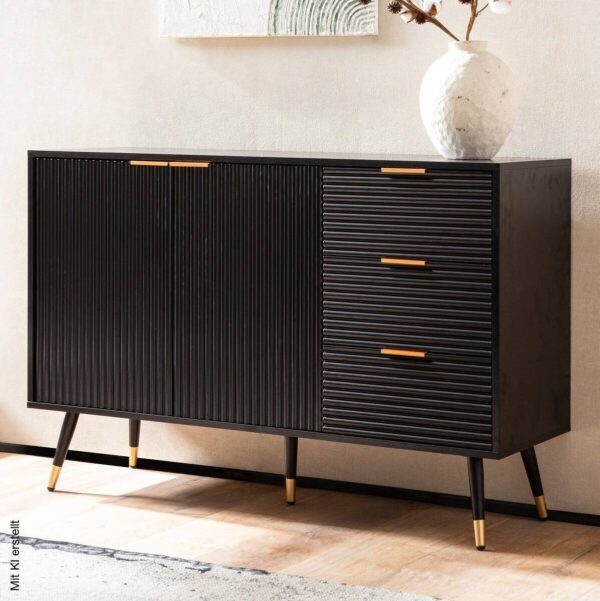 Sideboard schwarz B/H/T: ca. 120x80x40 cm – Bild 2