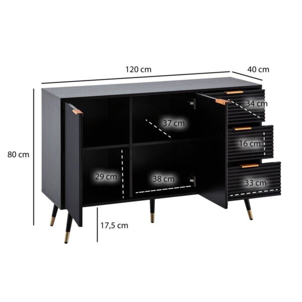 Sideboard schwarz B/H/T: ca. 120x80x40 cm – Bild 4