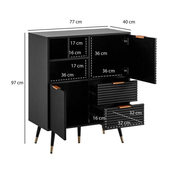 Sideboard schwarz B/H/T: ca. 77x97x40 cm – Bild 2
