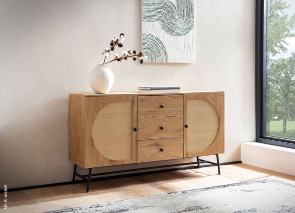 Sideboard natur Eiche Optik B/H/T: ca. 140x80x40 cm – Bild 2