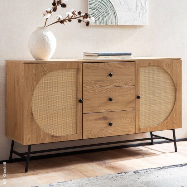 Sideboard natur Eiche Optik B/H/T: ca. 140x80x40 cm – Bild 3