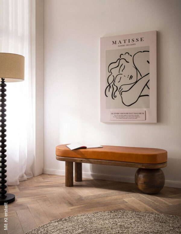 Sitzbank braun Mango Leder B/H/T: ca. 140x47x40 cm – Bild 5