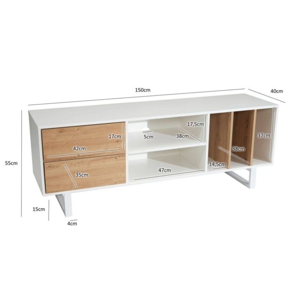 Lowboard weiß Eiche Optik B/H/T: ca. 150x55x40 cm – Bild 2