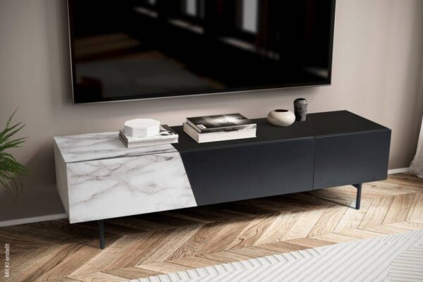 Lowboard weiß Marmor Optik B/H/T: ca. 150x40x40 cm – Bild 3