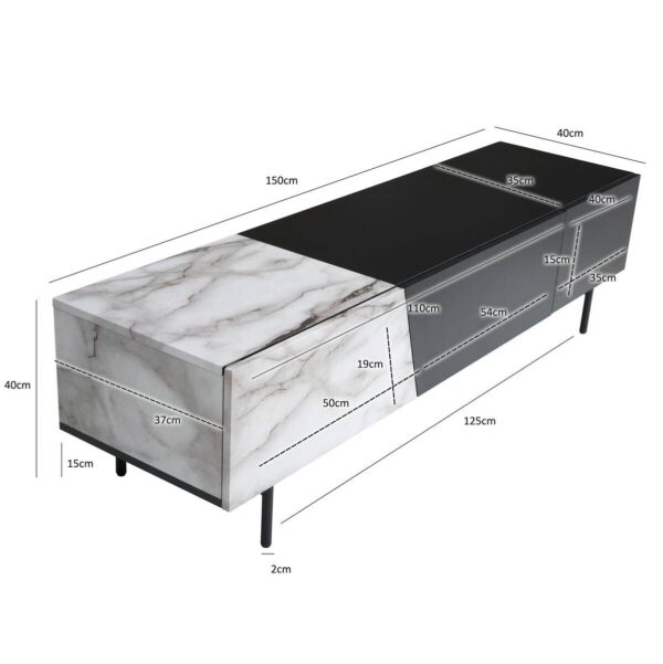 Lowboard weiß Marmor Optik B/H/T: ca. 150x40x40 cm – Bild 4