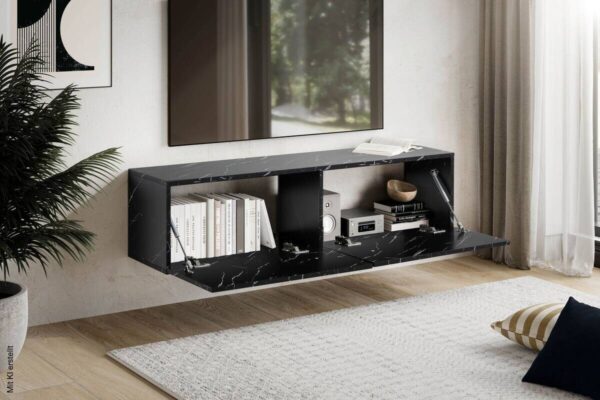 Lowboard schwarz Marmor Optik B/H/T: ca. 120x30x30 cm – Bild 3