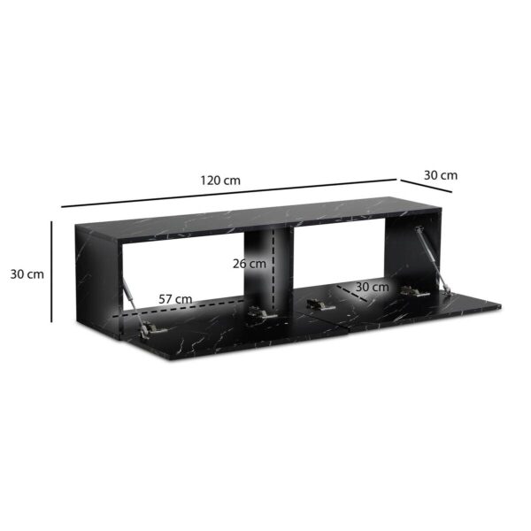 Lowboard schwarz Marmor Optik B/H/T: ca. 120x30x30 cm – Bild 5