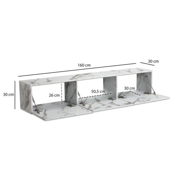 Lowboard weiß Marmor Optik B/H/T: ca. 160x30x30 cm – Bild 3