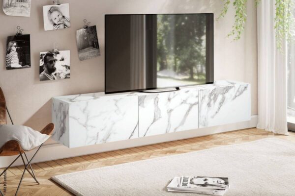 Lowboard weiß Marmor Optik B/H/T: ca. 160x30x30 cm – Bild 4