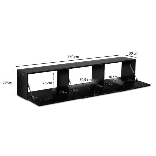 Lowboard schwarz Marmor Optik B/H/T: ca. 160x30x30 cm – Bild 3