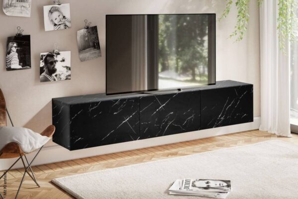 Lowboard schwarz Marmor Optik B/H/T: ca. 160x30x30 cm – Bild 5