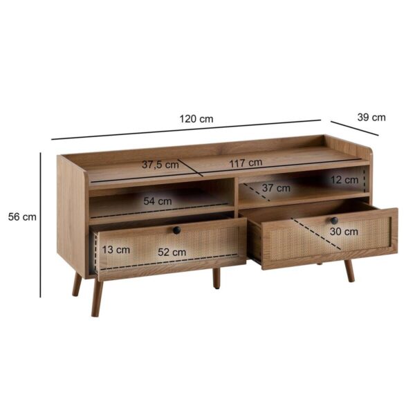 Lowboard Eiche Optik B/H/T: ca. 120x56x39 cm – Bild 3