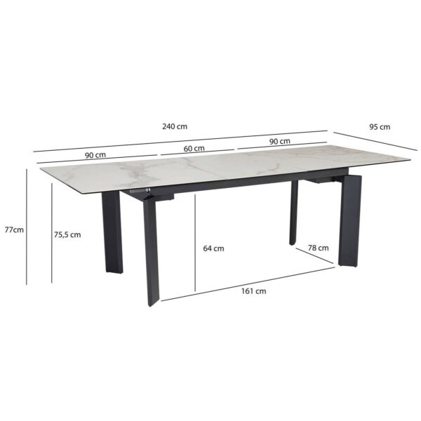 Esstisch weiß Marmor Optik B/H/T: ca. 180x77x95 cm – Bild 3