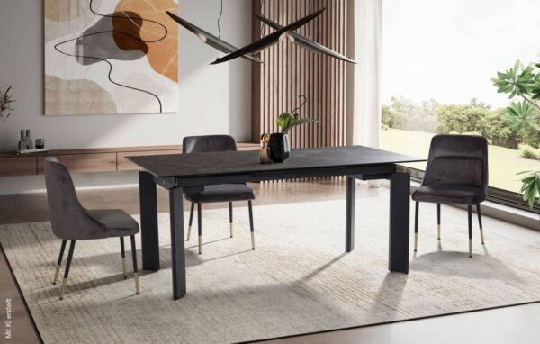Esstisch schwarz Marmor Optik B/H/T: ca. 180x77x95 cm – Bild 3