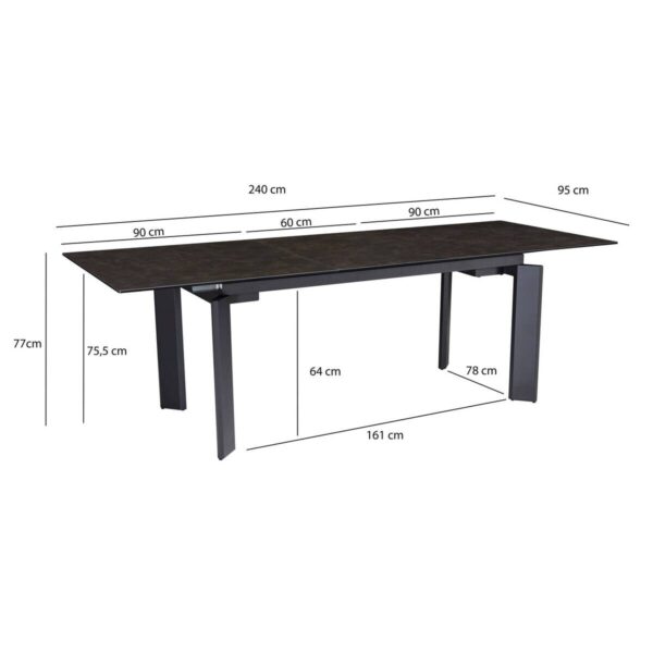 Esstisch schwarz Marmor Optik B/H/T: ca. 180x77x95 cm – Bild 5
