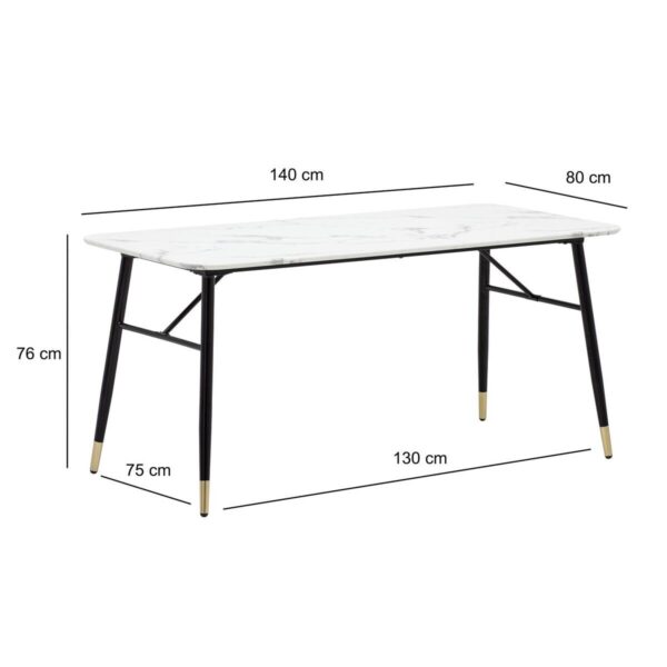 Esstisch weiß Marmoroptik Optik B/H/T: ca. 140x76x80 cm – Bild 3