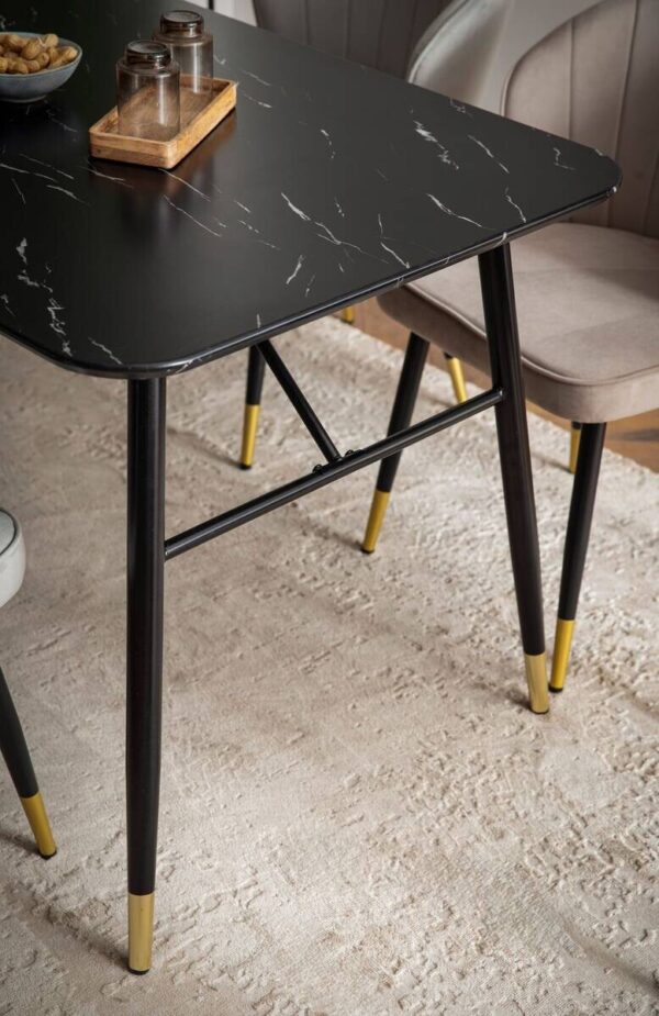 Esstisch schwarz Marmor Optik B/H/T: ca. 140x76x80 cm – Bild 4