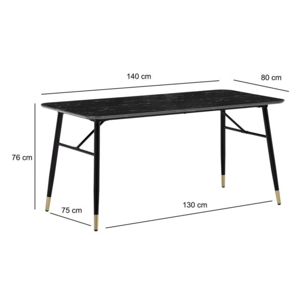 Esstisch schwarz Marmor Optik B/H/T: ca. 140x76x80 cm – Bild 5