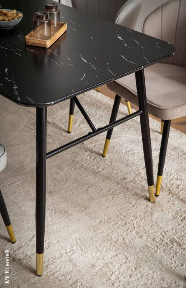 Esstisch schwarz Marmor Optik B/H/T: ca. 200x76x90 cm – Bild 3