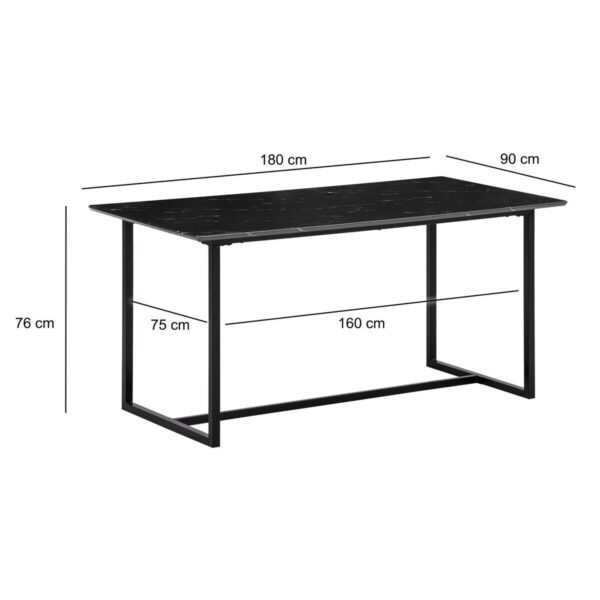 Esstisch Marmoroptik Optik schwarz B/H/T: ca. 180x76x90 cm – Bild 3