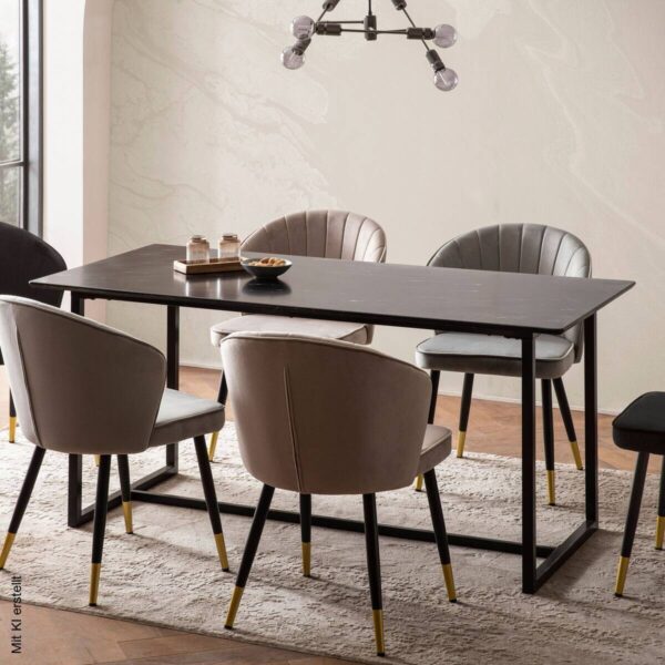 Esstisch schwarz Marmoroptik Optik B/H/T: ca. 200x76x90 cm – Bild 5