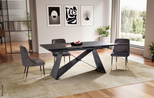 Esstisch schwarz Marmor Optik B/H/T: ca. 180x78x95 cm – Bild 3