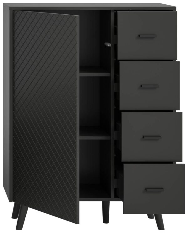 Kommode LINEA grau schwarz B/H/T: ca. 84x114x37 cm – Bild 2