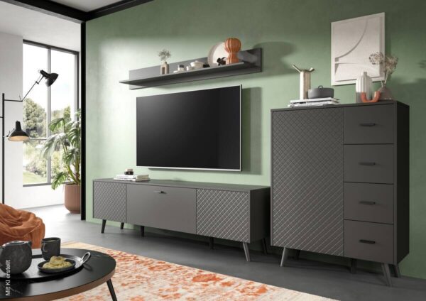 Kommode LINEA grau schwarz B/H/T: ca. 84x114x37 cm – Bild 4