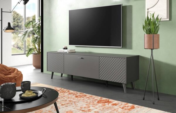 Lowboard LINEA grau schwarz B/H/T: ca. 185x55x40 cm – Bild 4