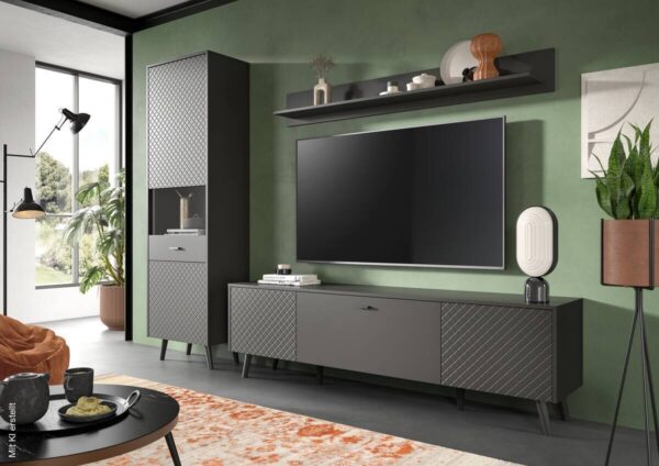 Lowboard LINEA grau schwarz B/H/T: ca. 185x55x40 cm – Bild 5