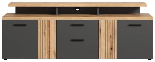 TV-Lowboard Esteban Eiche Evoke Oak Nachbildung anthrazit B/H/T: ca. 180x66x47 cm – Bild 2