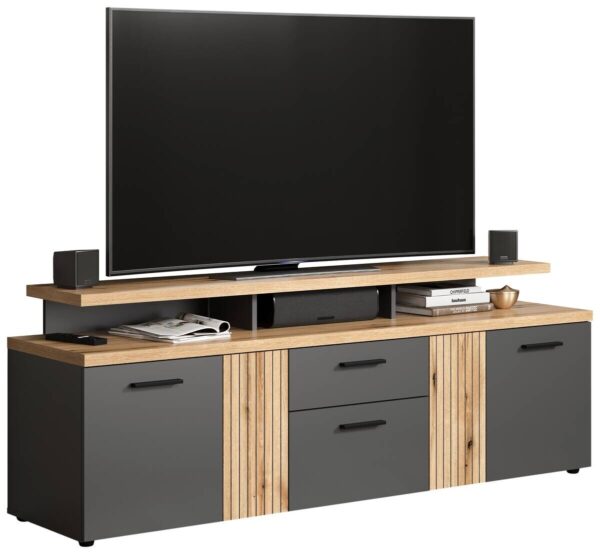 TV-Lowboard Esteban Eiche Evoke Oak Nachbildung anthrazit B/H/T: ca. 180x66x47 cm – Bild 3