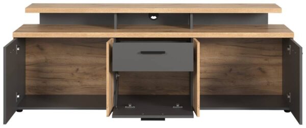 TV-Lowboard Esteban Eiche Evoke Oak Nachbildung anthrazit B/H/T: ca. 180x66x47 cm – Bild 4