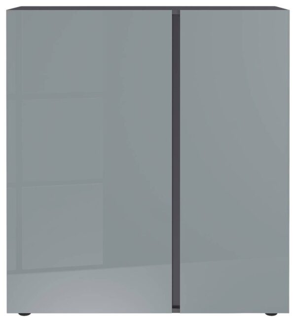 Kommode Mesa Graphit Nachbildung Silbergrau Hochglanz B/H/T: ca. 94x103x43 cm – Bild 2