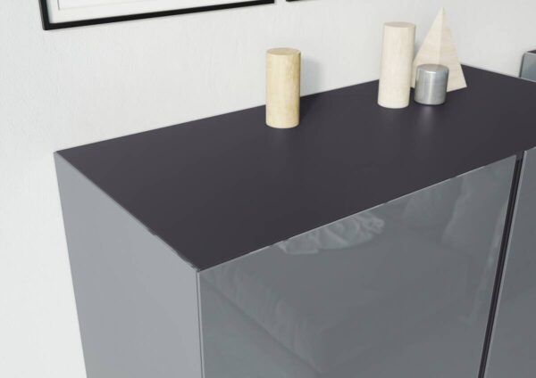 Kommode Mesa Graphit Nachbildung Silbergrau Hochglanz B/H/T: ca. 94x103x43 cm – Bild 3