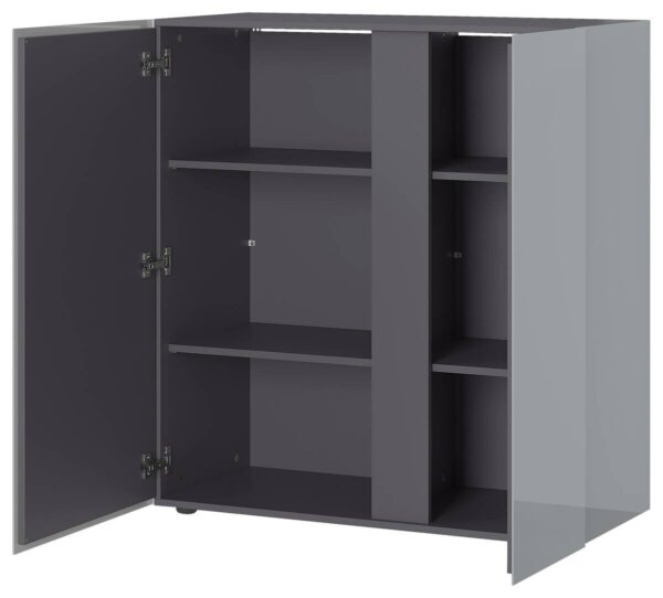 Kommode Mesa Graphit Nachbildung Silbergrau Hochglanz B/H/T: ca. 94x103x43 cm – Bild 4
