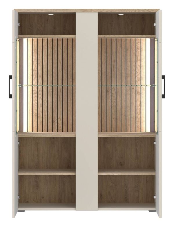 Highboardvitrine Cashmere Eiche Nachbildung Spanplatte B/H/T: ca. 99x138x35 cm – Bild 2