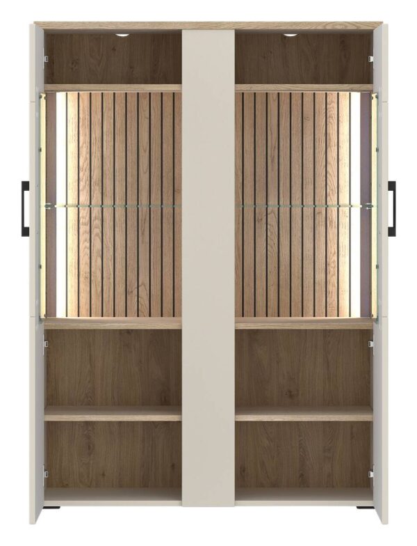 Highboardvitrine Cashmere Eiche Nachbildung Spanplatte B/H/T: ca. 99x138x35 cm – Bild 5