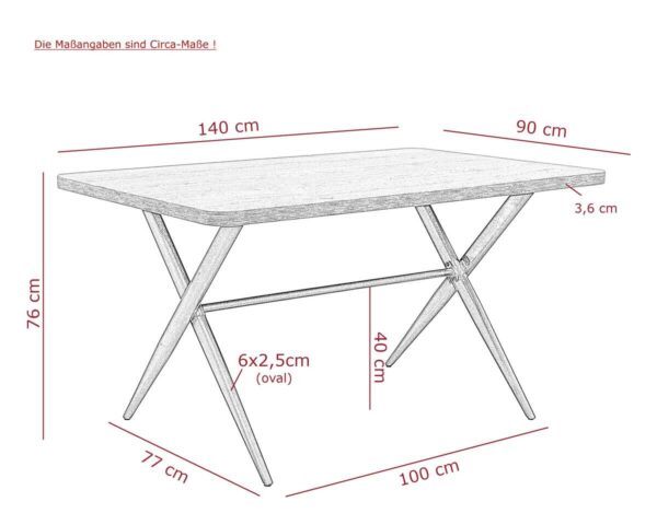 Esstisch Menorca Artisan Oak Nachbildung B/H/T: ca. 140x76x90 cm Esstisch Menorca Artisan Oak Nachbildung B/H/T: ca. 140x76x90 cm – Bild 2