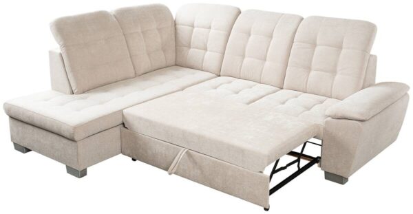 Ecksofa mit Bettfunktion und Bettkasten pearl Microfaser B/H/T: ca. 260x107x214 cm – Bild 2