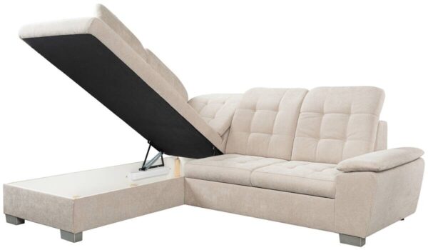 Ecksofa mit Bettfunktion und Bettkasten pearl Microfaser B/H/T: ca. 260x107x214 cm – Bild 3