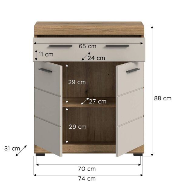 Badhochschrank Scout Evoke Oak Nachbildung Kaschmirgrau Nachbildung B/H/T: ca. 74x88x31 cm – Bild 4