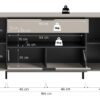 Sideboard Noida Kaschmirgrau Nachbildung schwarz B/H/T: ca. 80x185x41 cm Sideboard Noida Kaschmirgrau Nachbildung schwarz B/H/T: ca. 80x185x41 cm – Bild 3