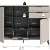 Highboard Noida Kaschmirgrau Nachbildung schwarz B/H/T: ca. 112x150x37 cm – Bild 3