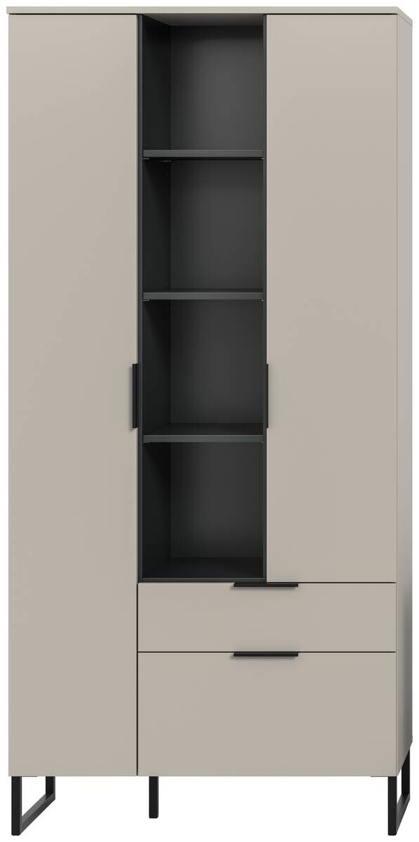 Stauraumelement Noida Kaschmirgrau Nachbildung schwarz B/H/T: ca. 192x90x37 cm – Bild 2
